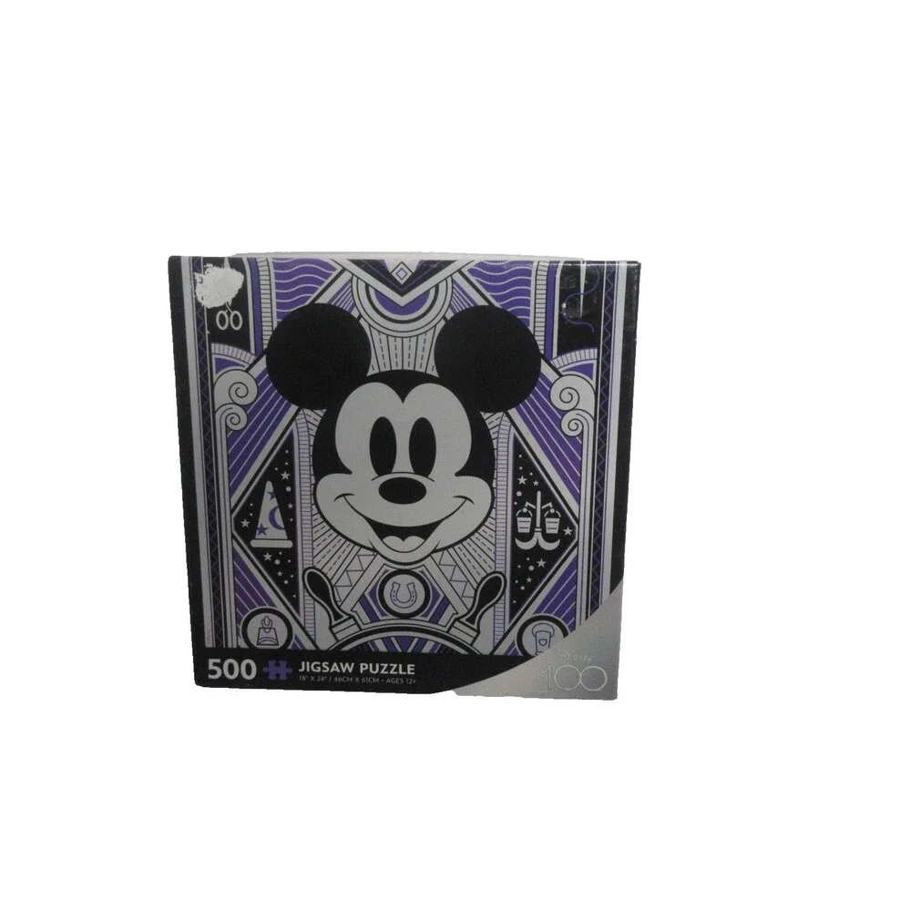 Disney 100 Mickey Mouse Geometric Art 500 Piece Jigsaw Puzzle – Purple & Silver